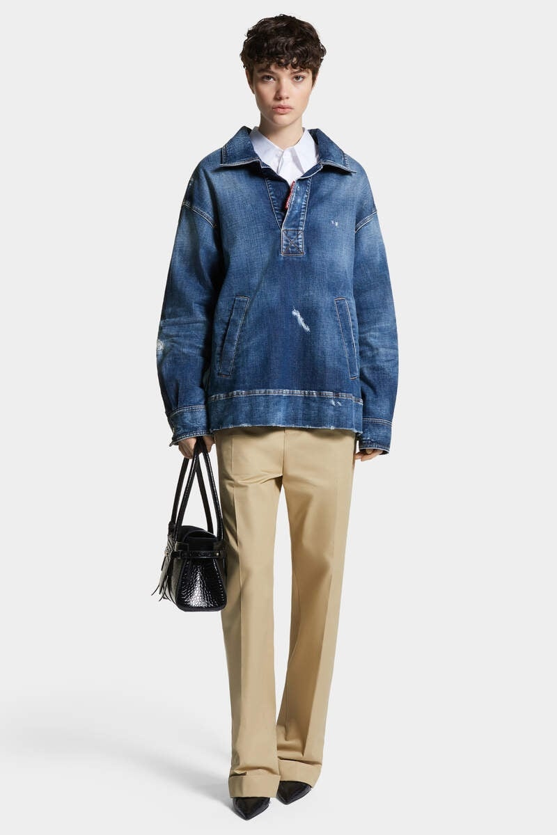 MEDIUM PERFECTO WASH RELAXED DENIM SHIRT - 8