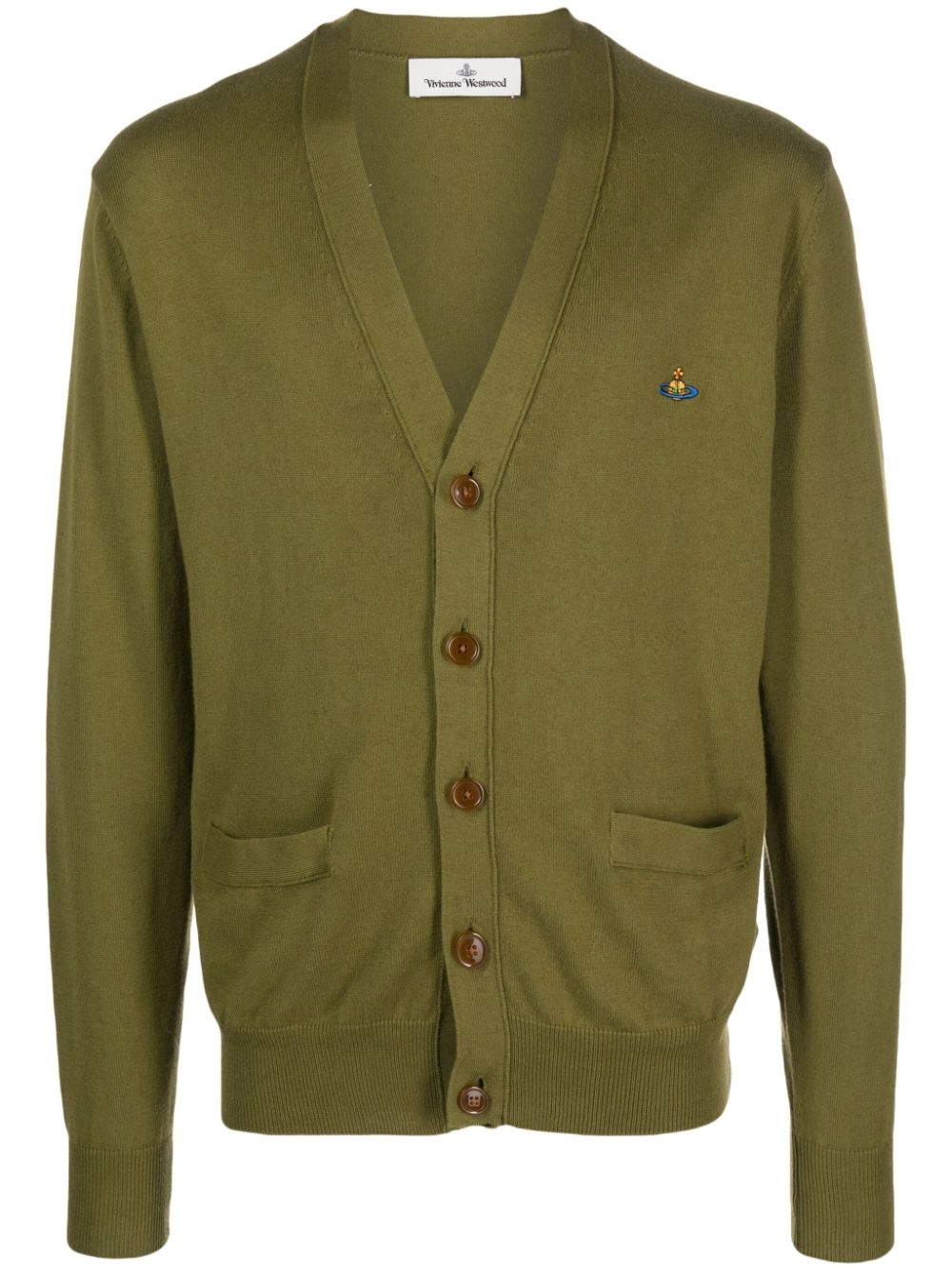 Orb-embroidered V-neck cardigan - 1