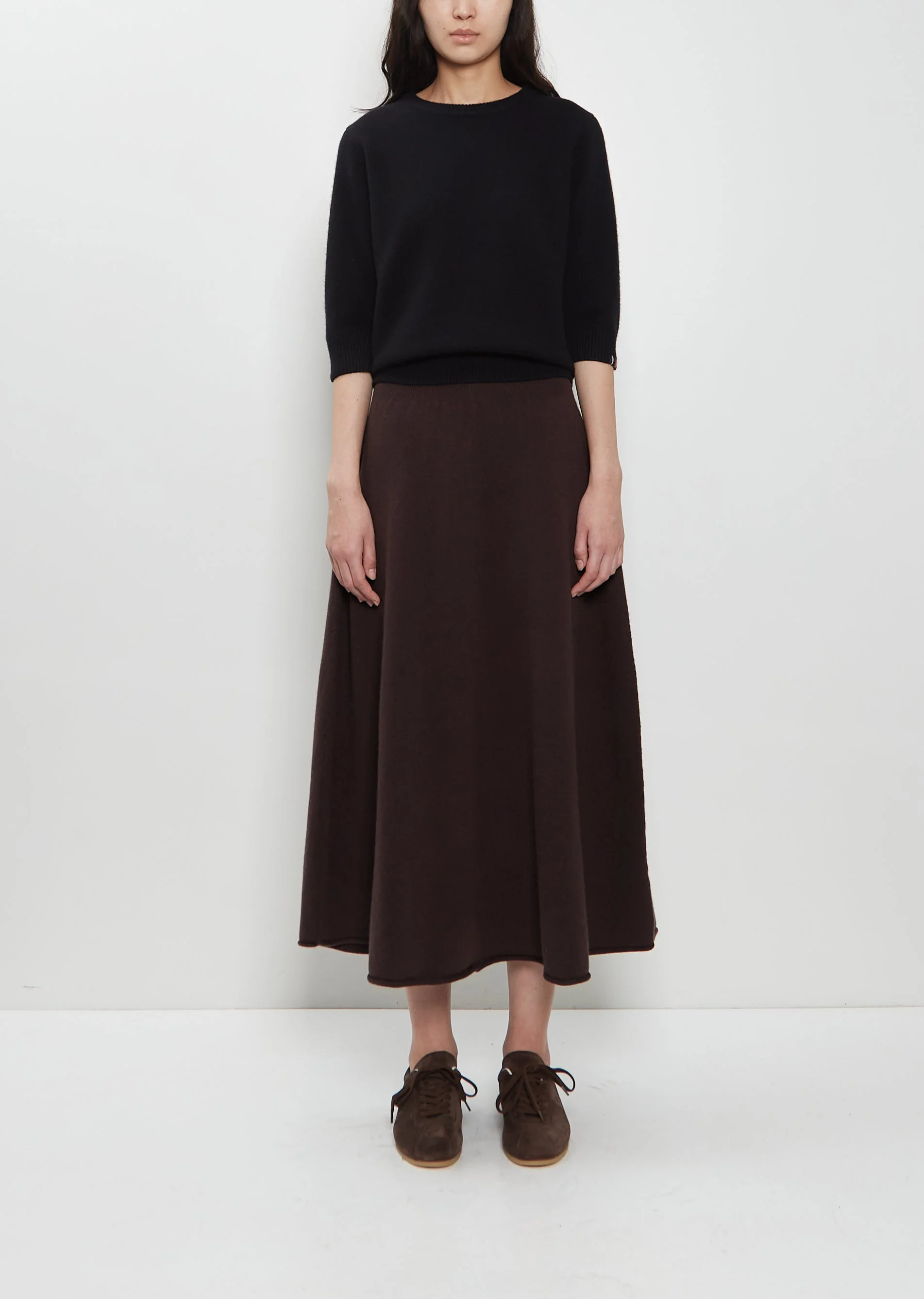 n°388 Ease Stretch Cashmere Skirt — Dark Brown - 1