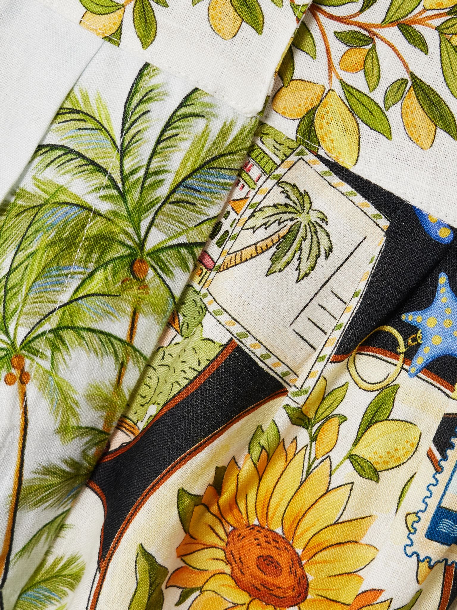 Printed linen shorts Light blue - 5
