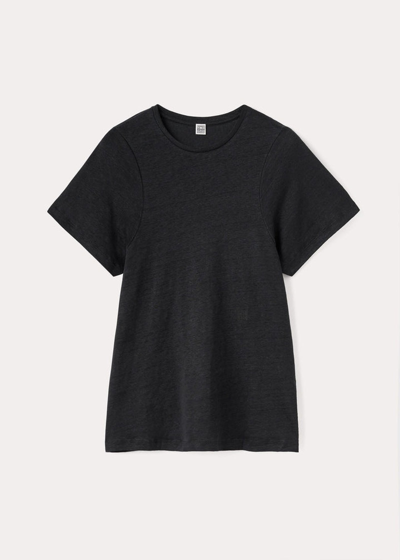 Curved seam linen tee black - 1