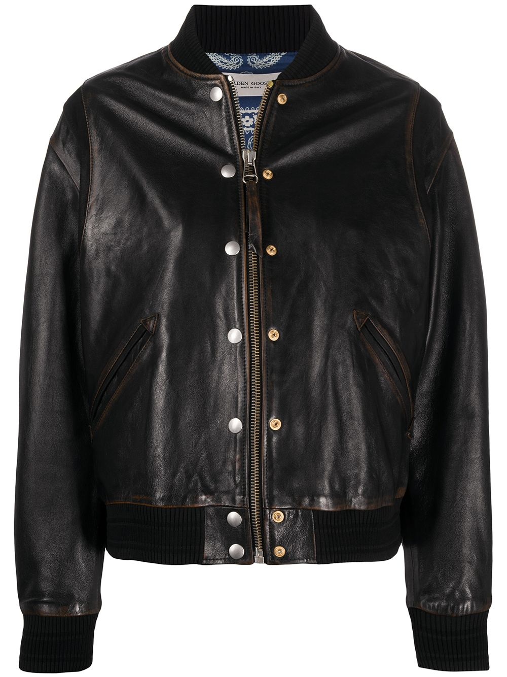 decorative buttons leather jacket - 1