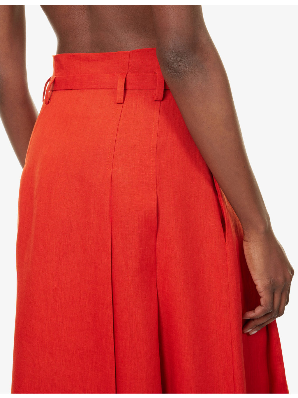 Dugald Pleat Button-Down Linen Midi Skirt - 6