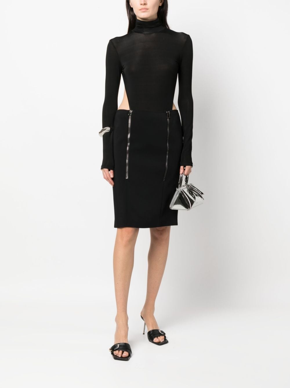 zip-detail pencil skirt - 2