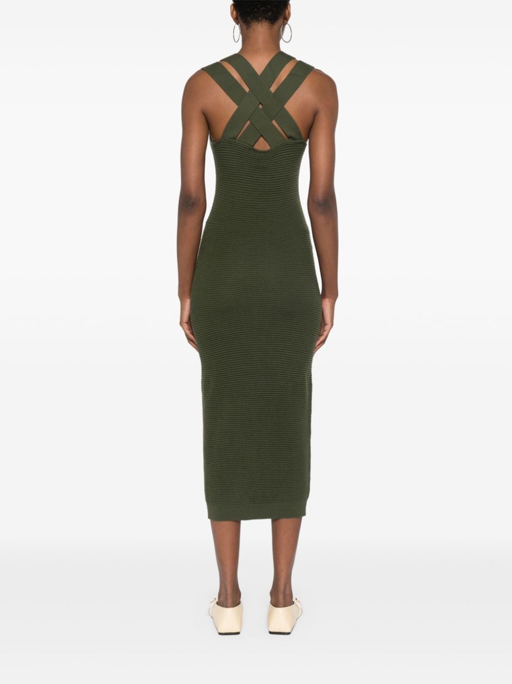criss-cross virgin wool midi dress - 4