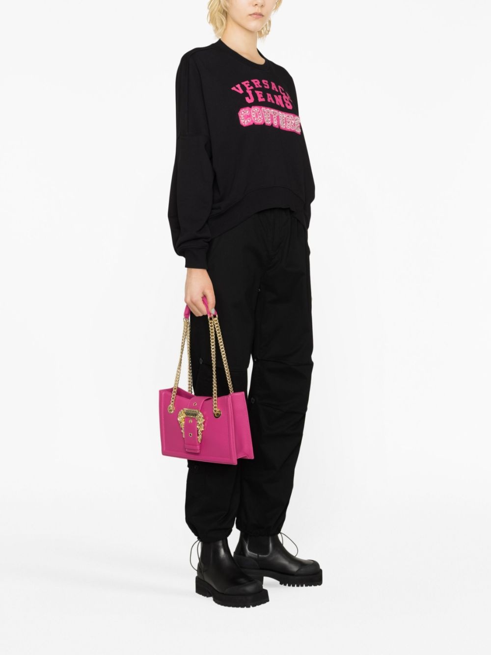 logo-engraved buckle shoulder bag - 2