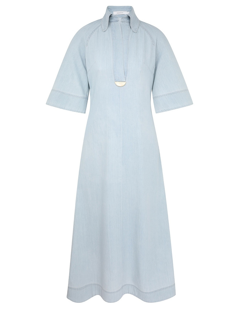 Zimmermann ACACIA DENIM MIDI DRESS - 1917DRS252ICESTM | REVERSIBLE