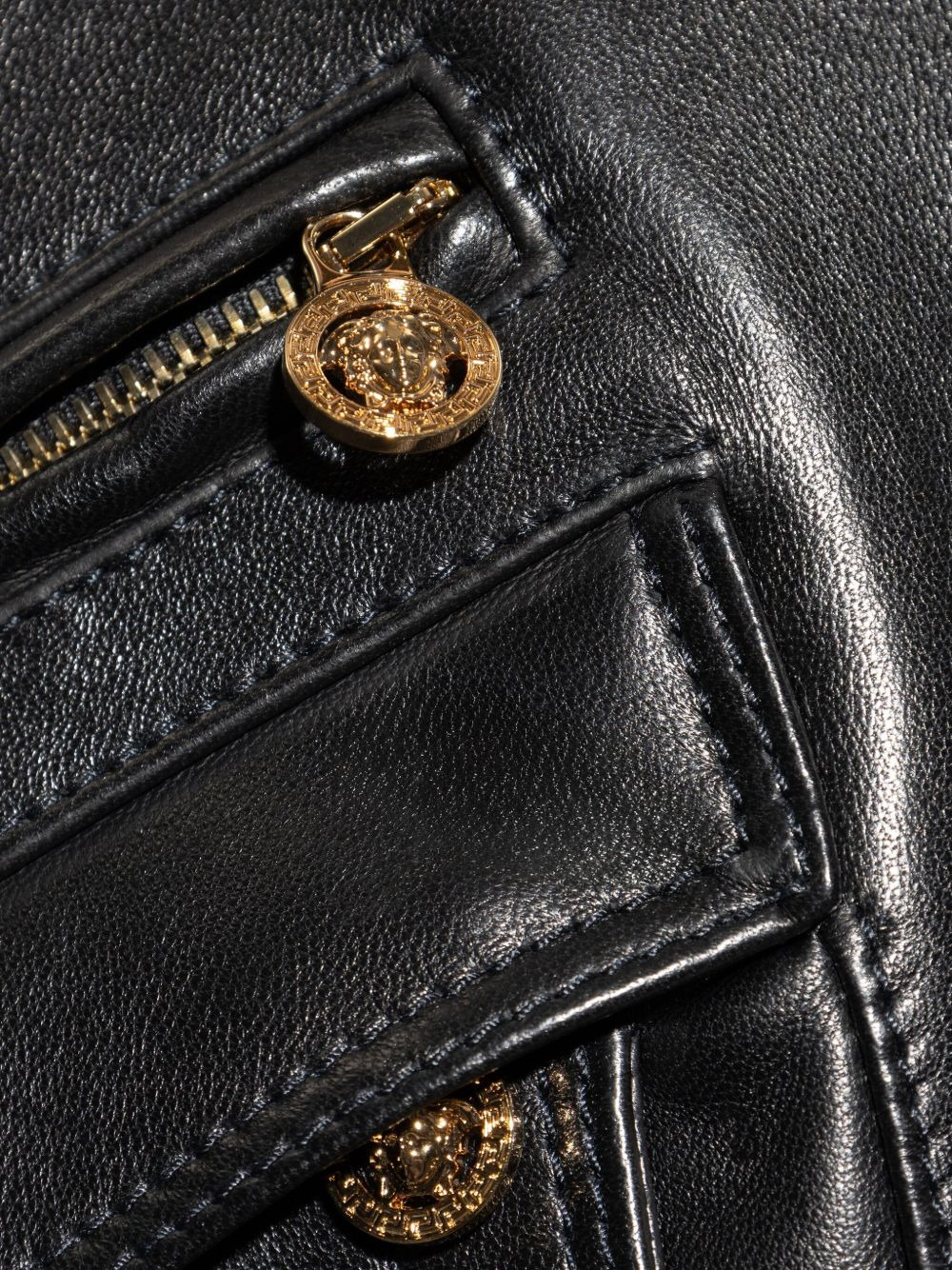 flap-pocket leather jacket - 5