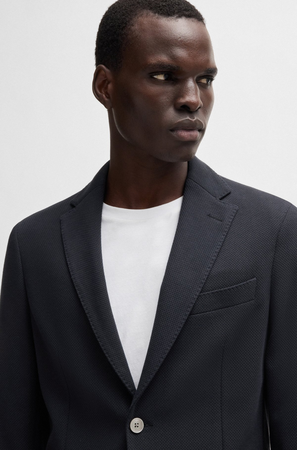 SLIM-FIT BLAZER IN MICRO-PATTERNED COTTON - 5
