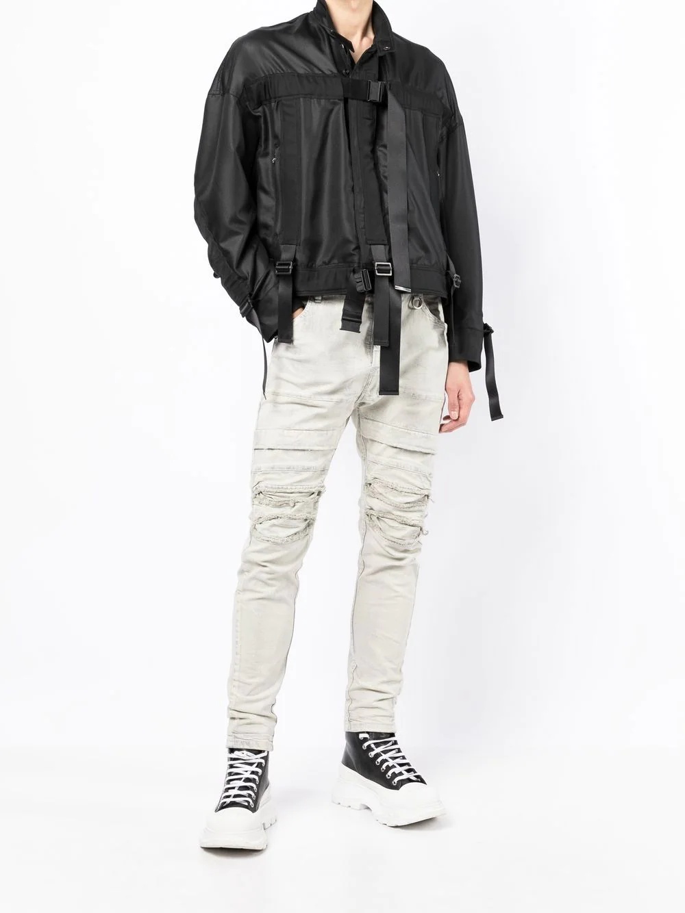 multi buckle-strap blouson - 2