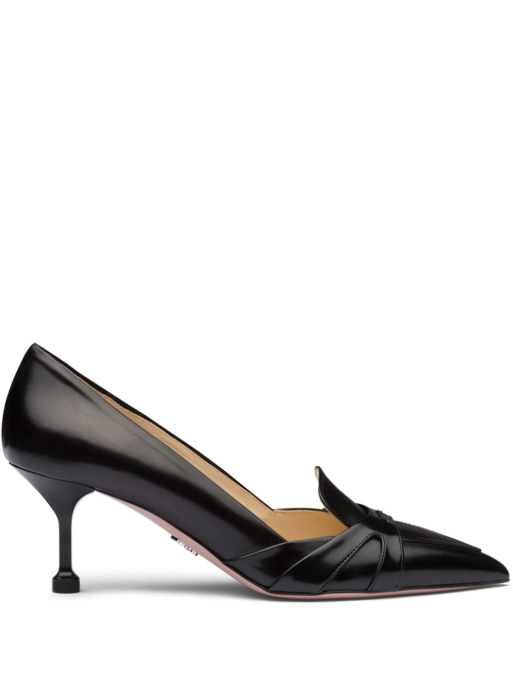 brushed leather pointy toe pumps - 1