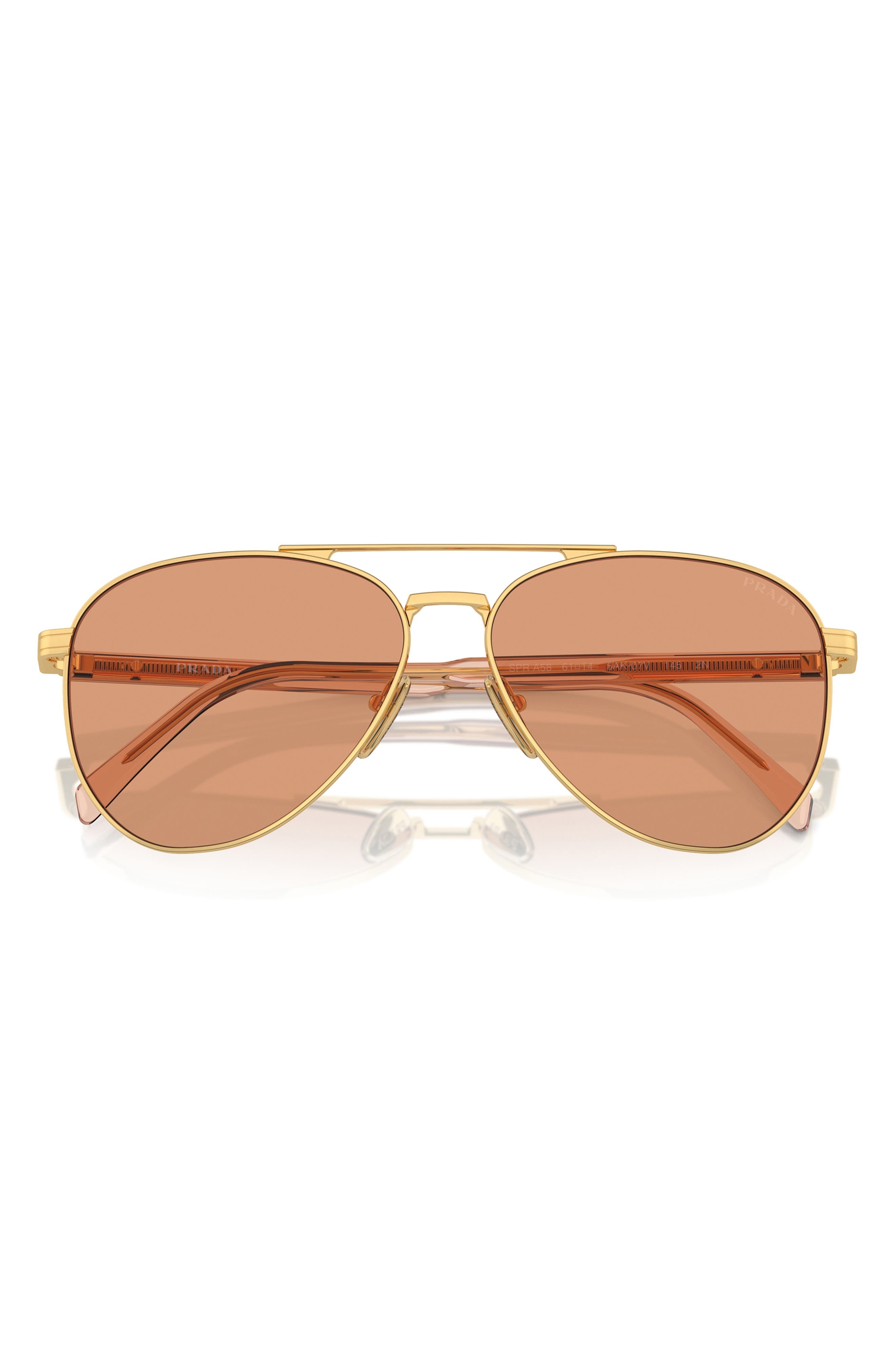 Prada 58mm Pilot Sunglasses in Gold/Peach at Nordstrom - 1