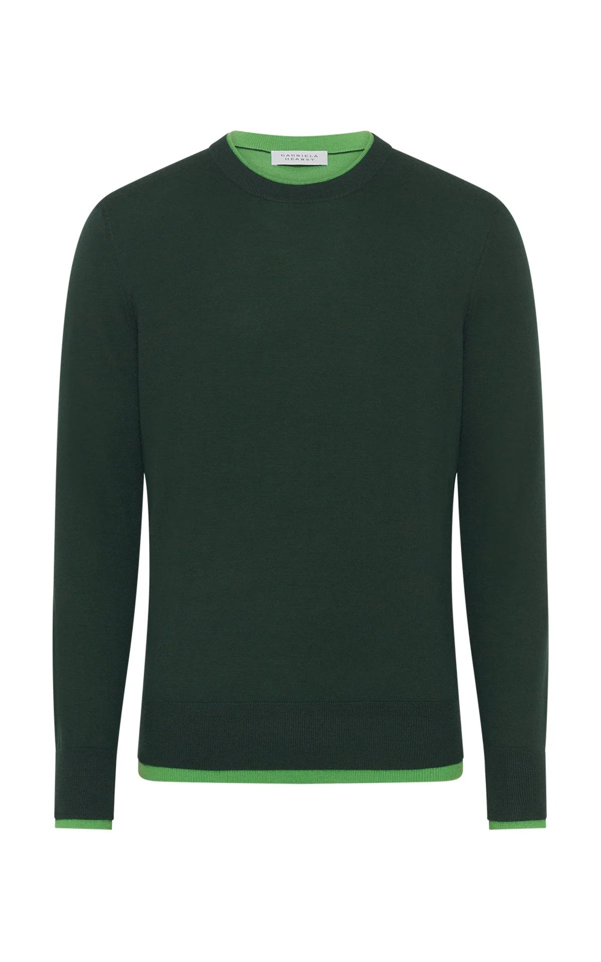 Wells Reversible Knit Sweater in English Green & Fluorescent Green Cashmere Silk - 1