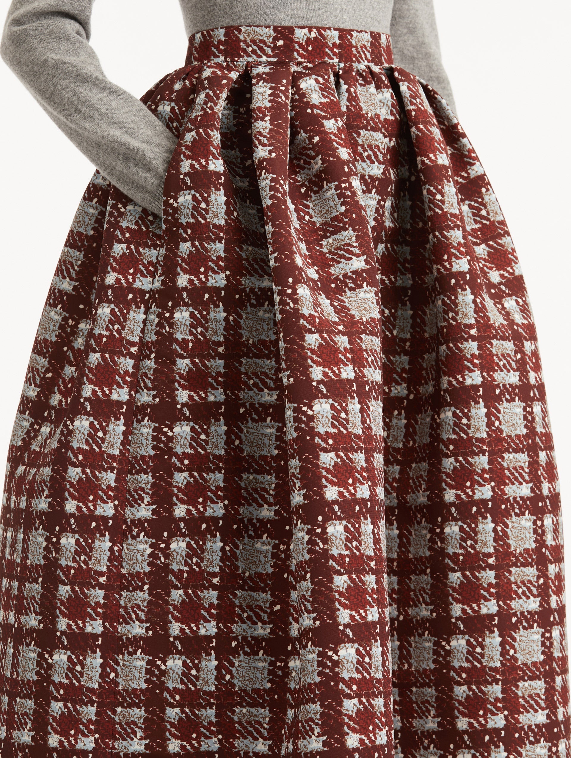 TEXTURED FAILLE PLAID SKIRT - 6