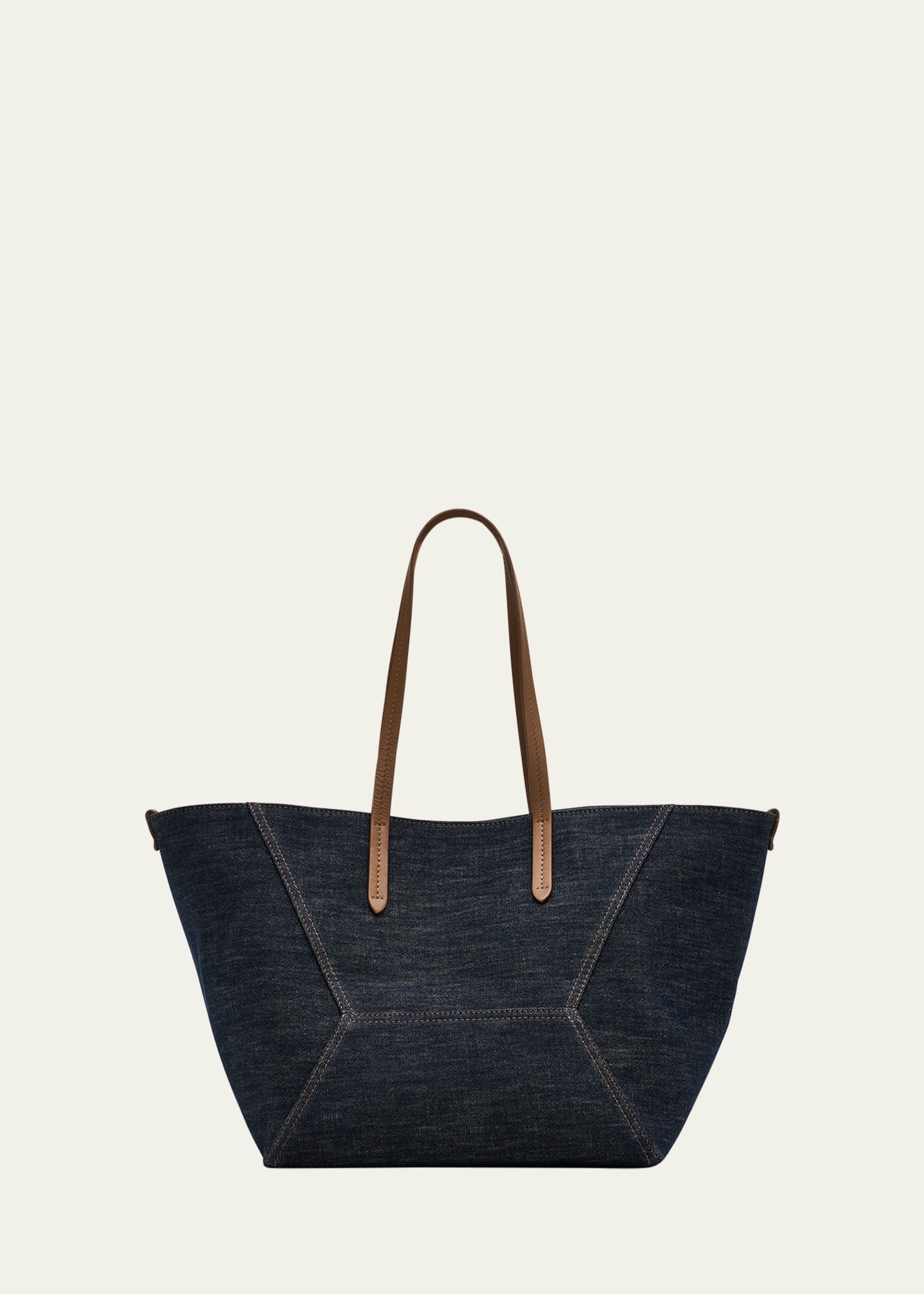 Denim Geometric Tote Bag - 1