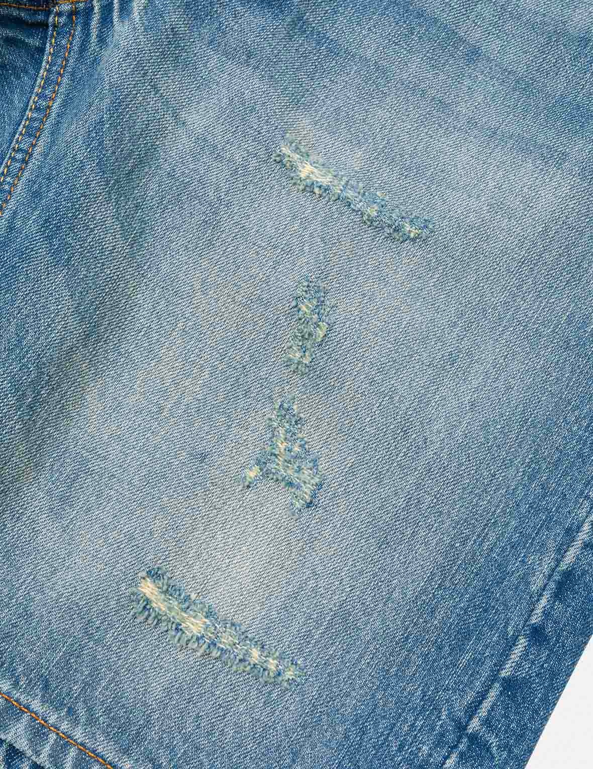 Playful Seagull and The Great Wave Print Regular Fit Denim Shorts - 6