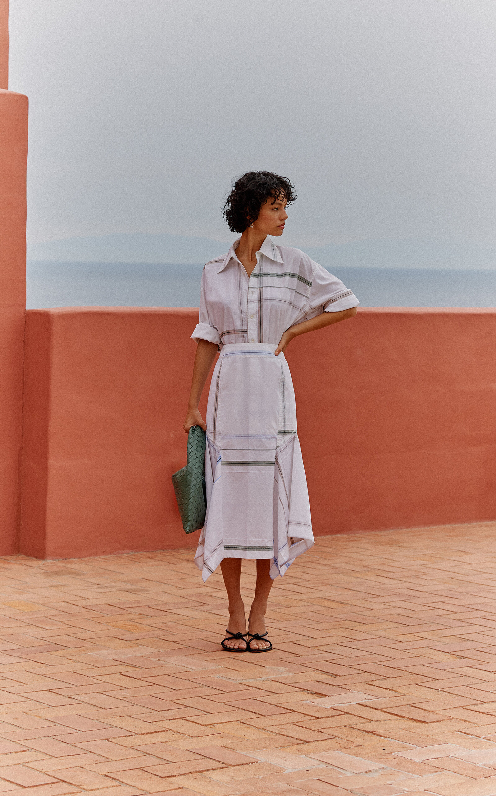 Exclusive Oversized Checked Cotton Shirt white - 2
