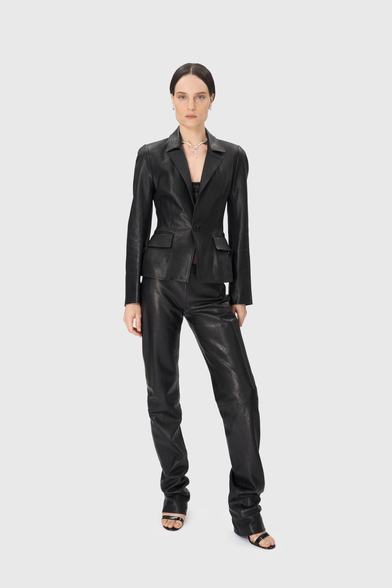 Marine Serre Satin Grain Leather Fitted Jacket outlook