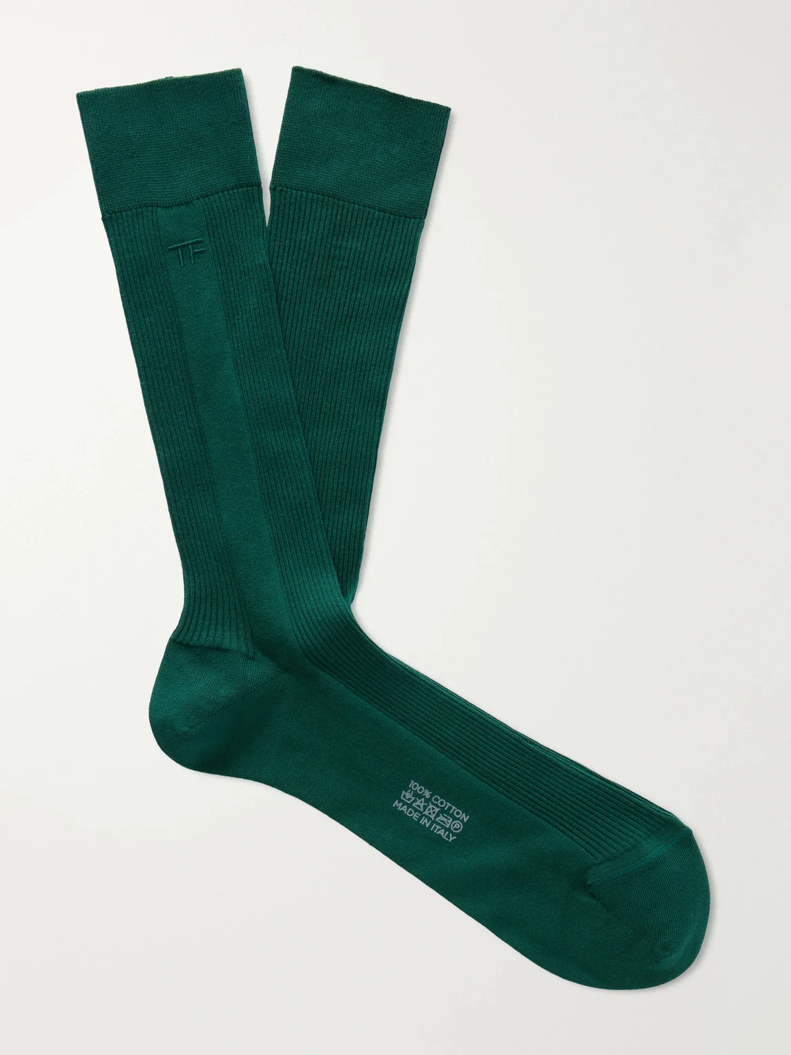 Logo-Embroidered Ribbed Cotton Socks - 1