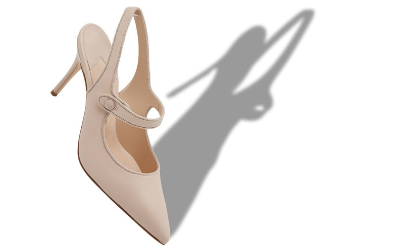 Manolo Blahnik Beige Nappa Leather Pointed Toe Slingback Pumps outlook