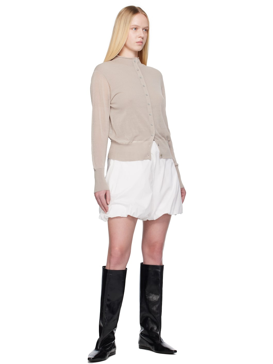 White Cotton Volume Shorts - 4