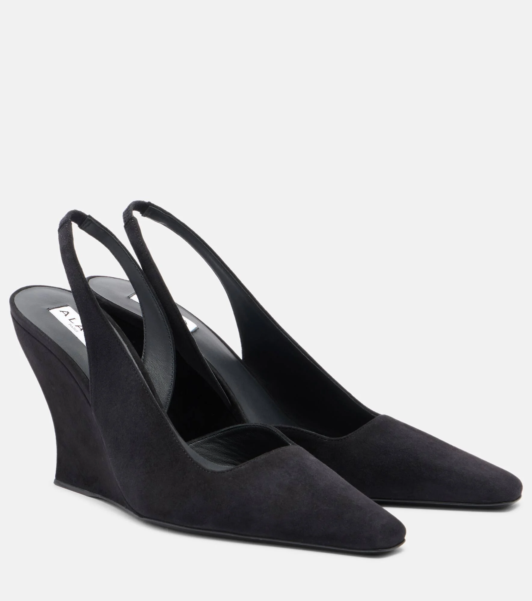 Suede wedge slingback pumps - 1