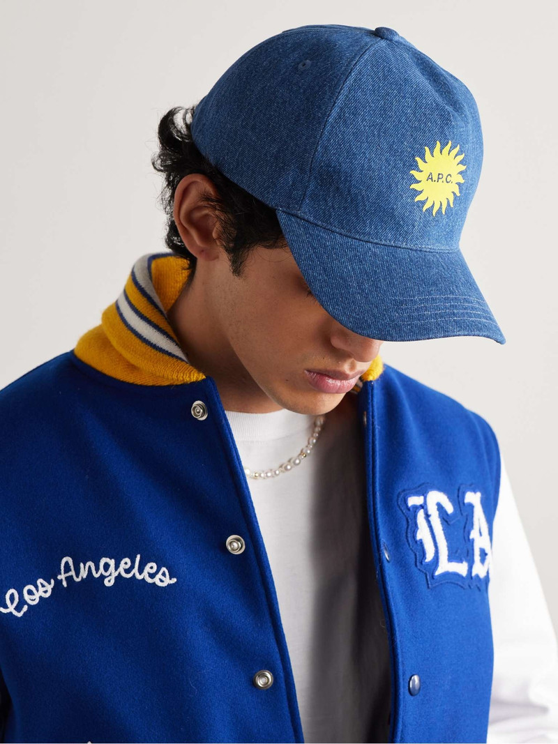 A.P.C. Eden Vacances Logo-Print Denim Baseball Cap outlook