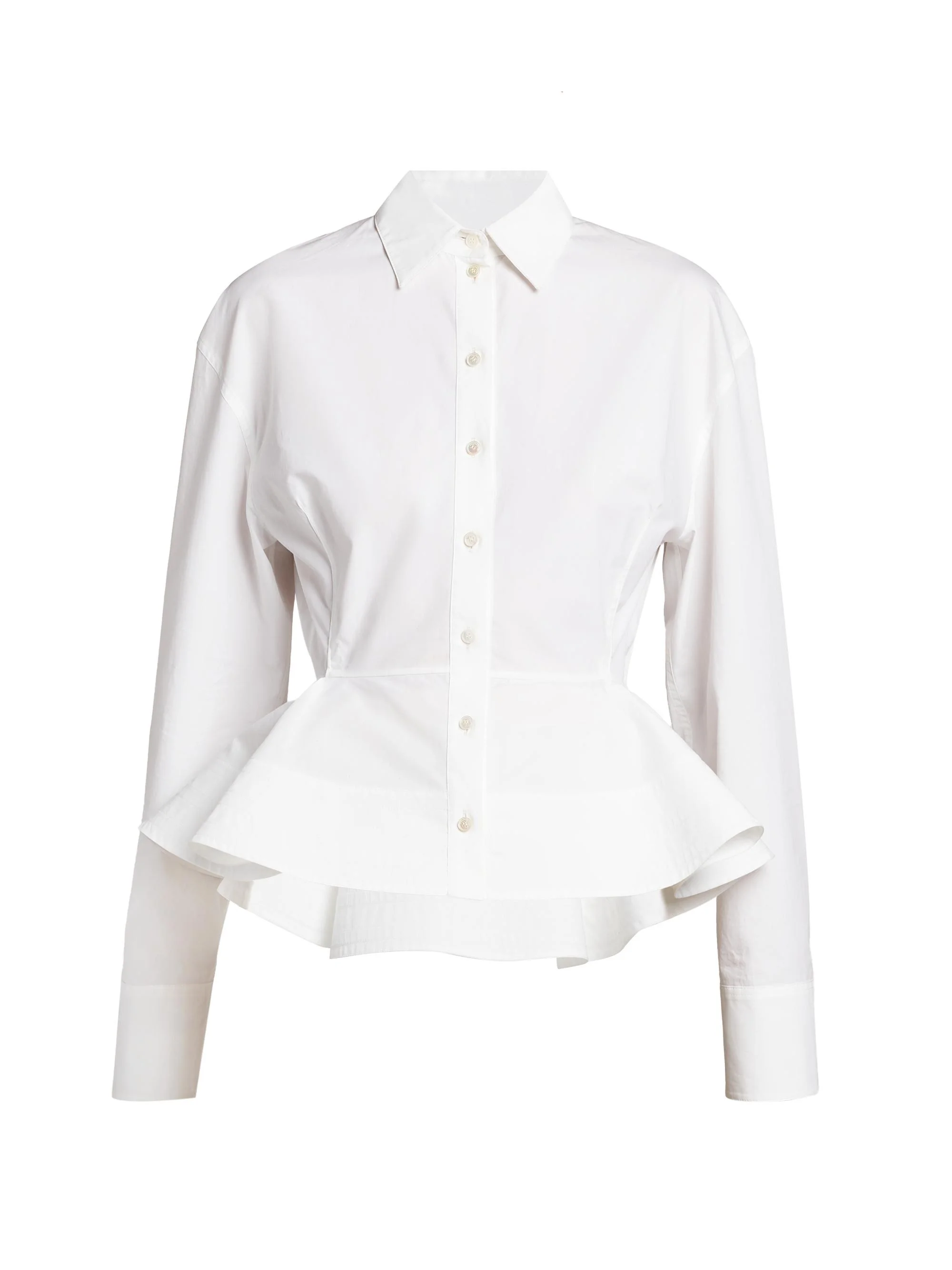 Women's Poplin Cotton Peplum Shirt - Pure White - 1