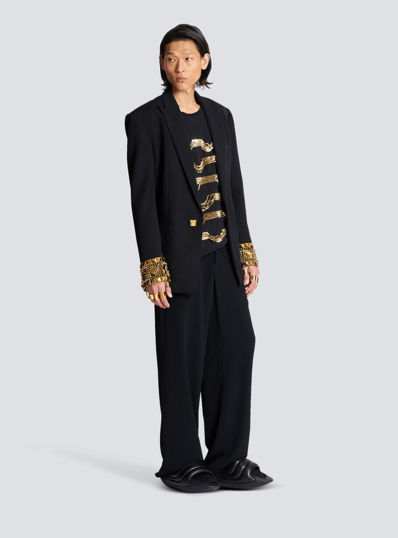 Balmain Wool blazer embroidered with pyramid studs outlook