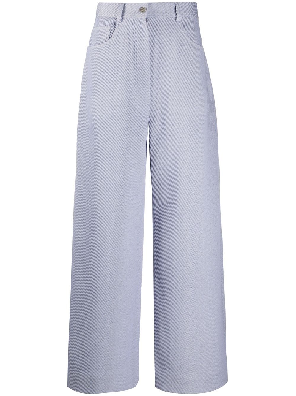 flared high-waisted twill trousers - 1