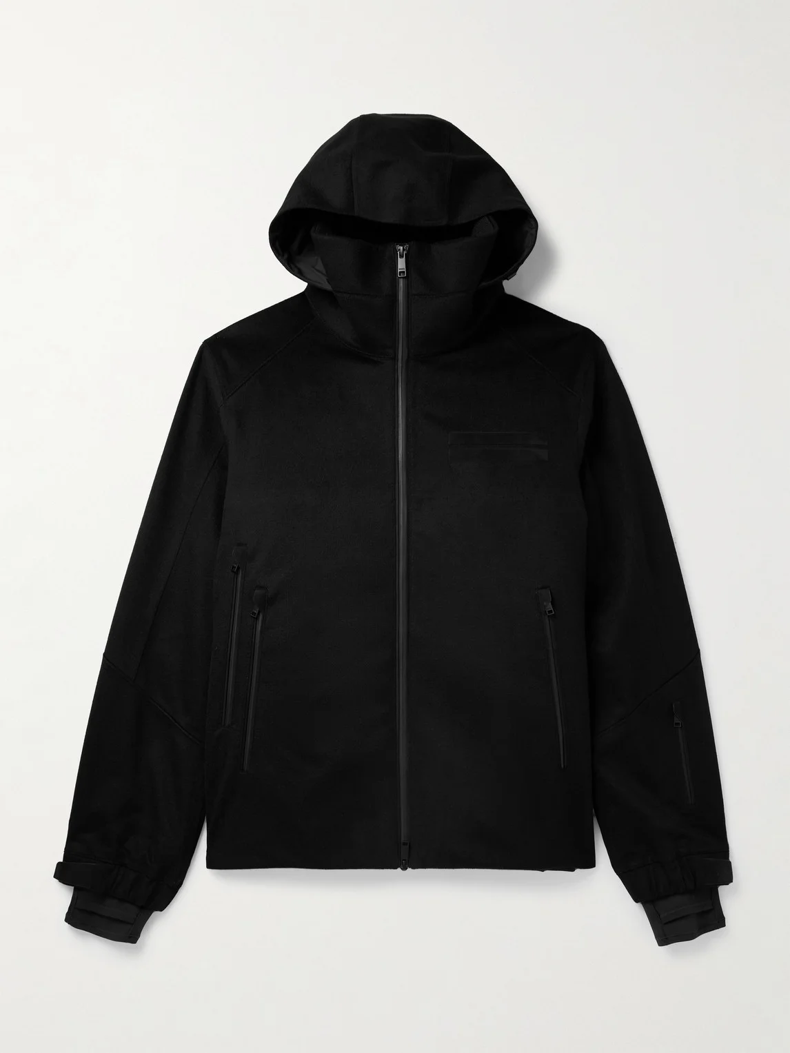 Convertible Leather-Trimmed Cashmere Down Hooded Ski Jacket - 1
