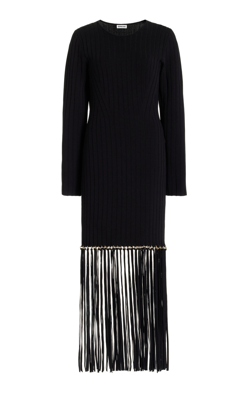 Sharron Maxi Fringe Midi Dress black - 1