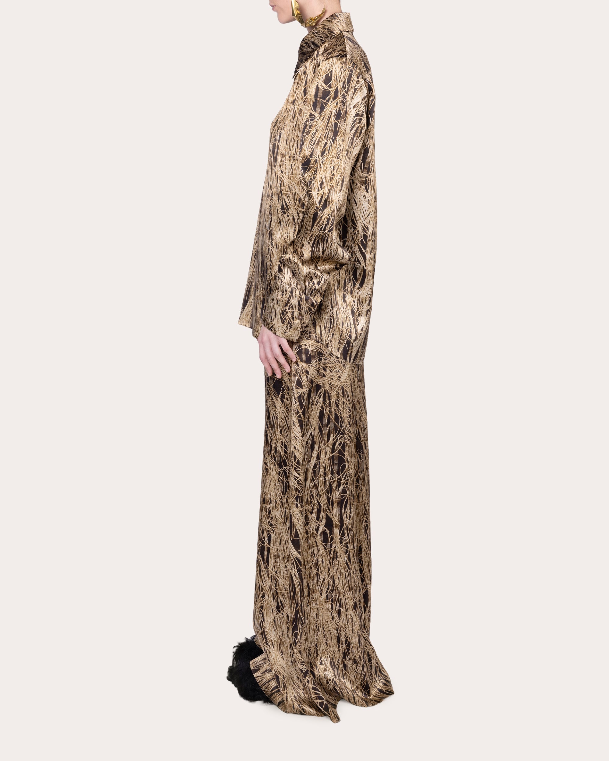 Arneau Printed Wide-Leg Satin Pants - 3