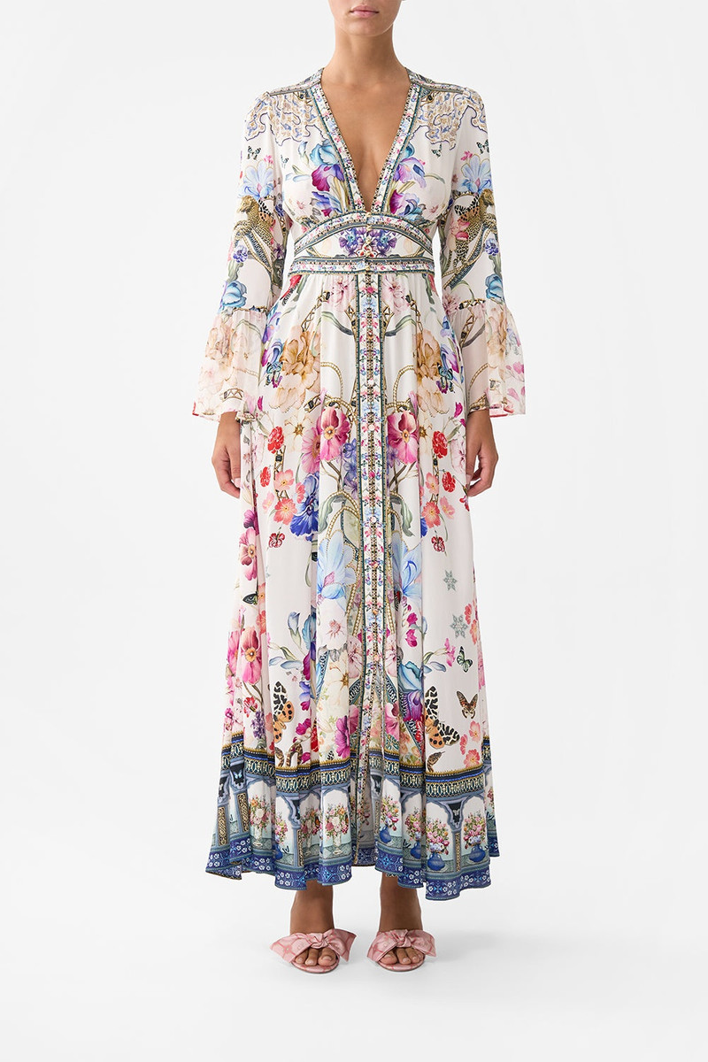 CAMILLA SHAPED WAISTBAND DRESS WITH RUFFLE SLEEVE outlook