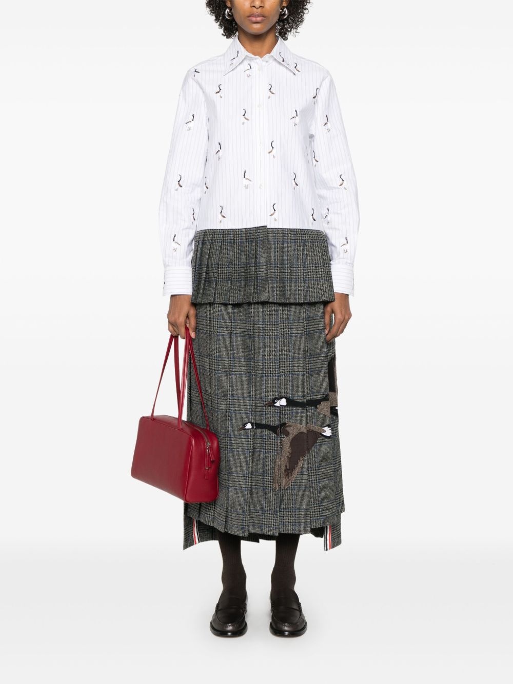 pleated-hem striped shirt - 2