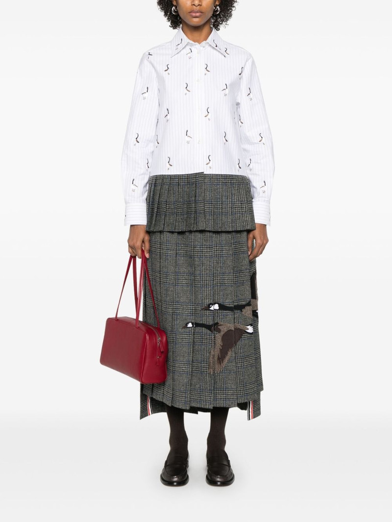 Thom Browne pleated-hem striped shirt outlook