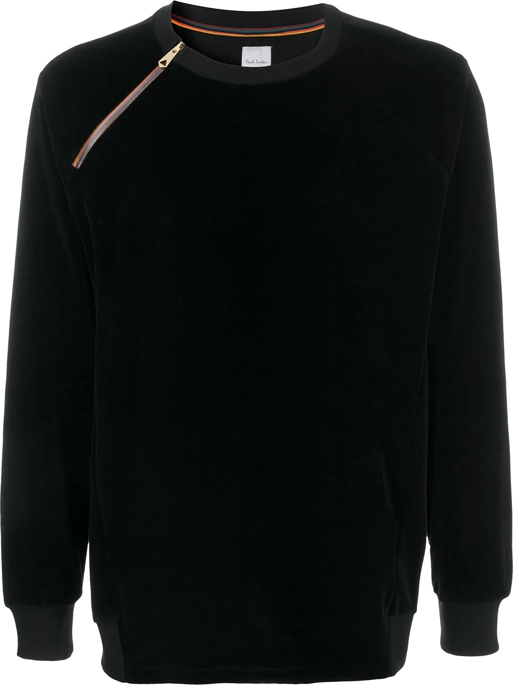 velvet-effect zipped sweatshirt  - 1