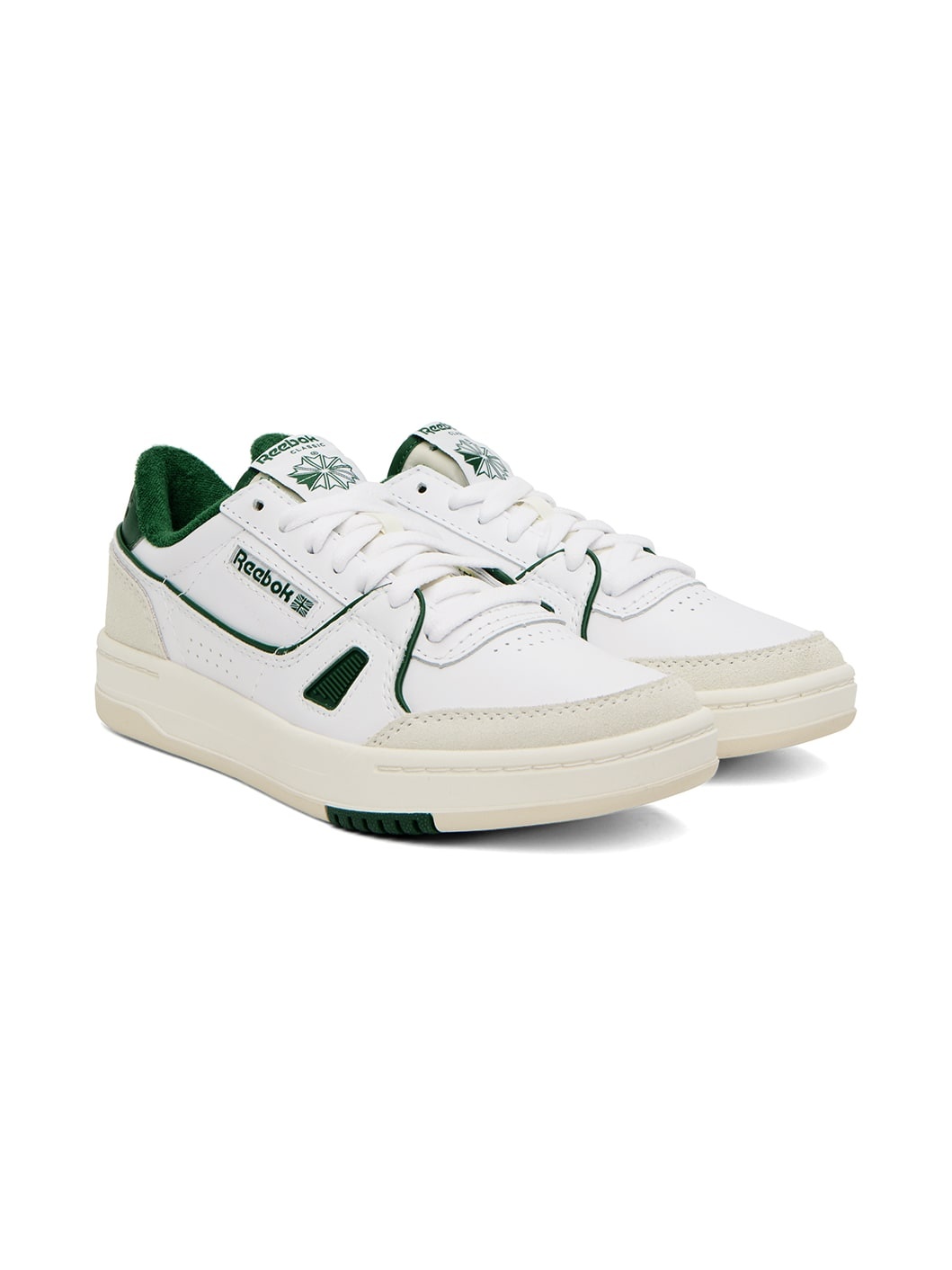 White & Green Lt Court Sneakers - 4