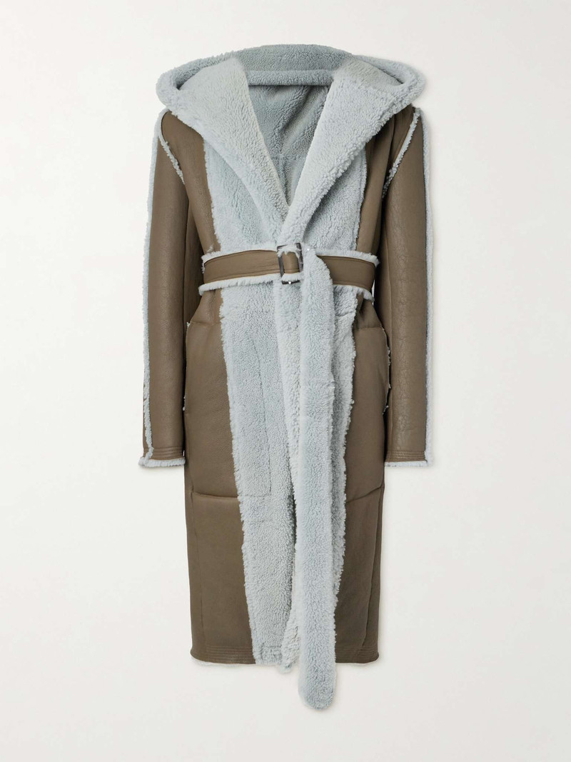 Belted Shearling Hooded Coat 1