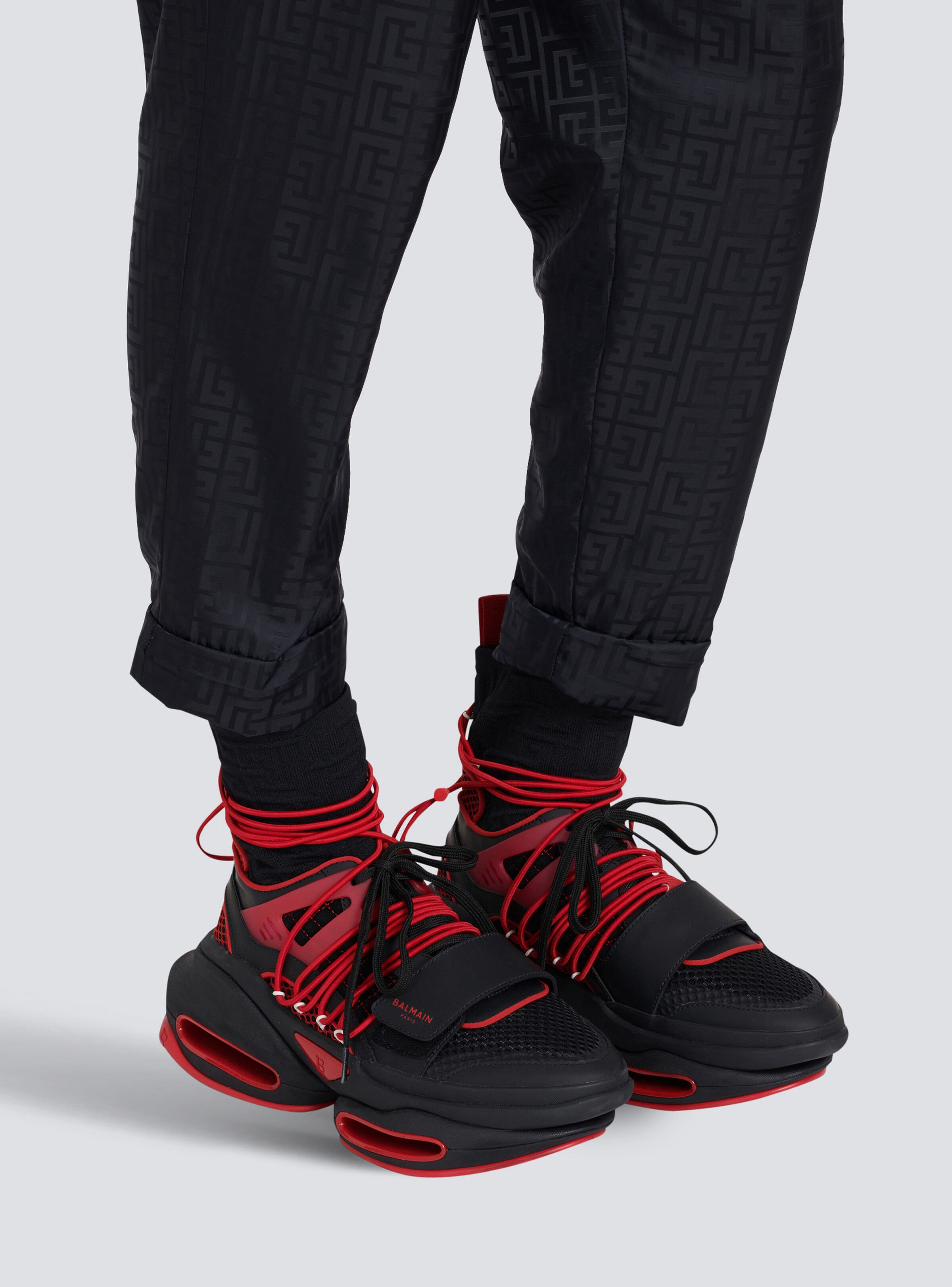Bicolor knit and mesh B-Bold high-top sneakers - 8