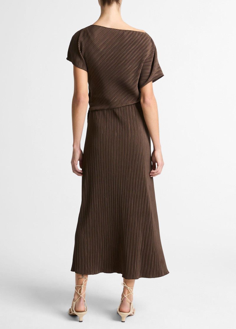 Vince Diagonal Pleated Twist-Waist Dress outlook