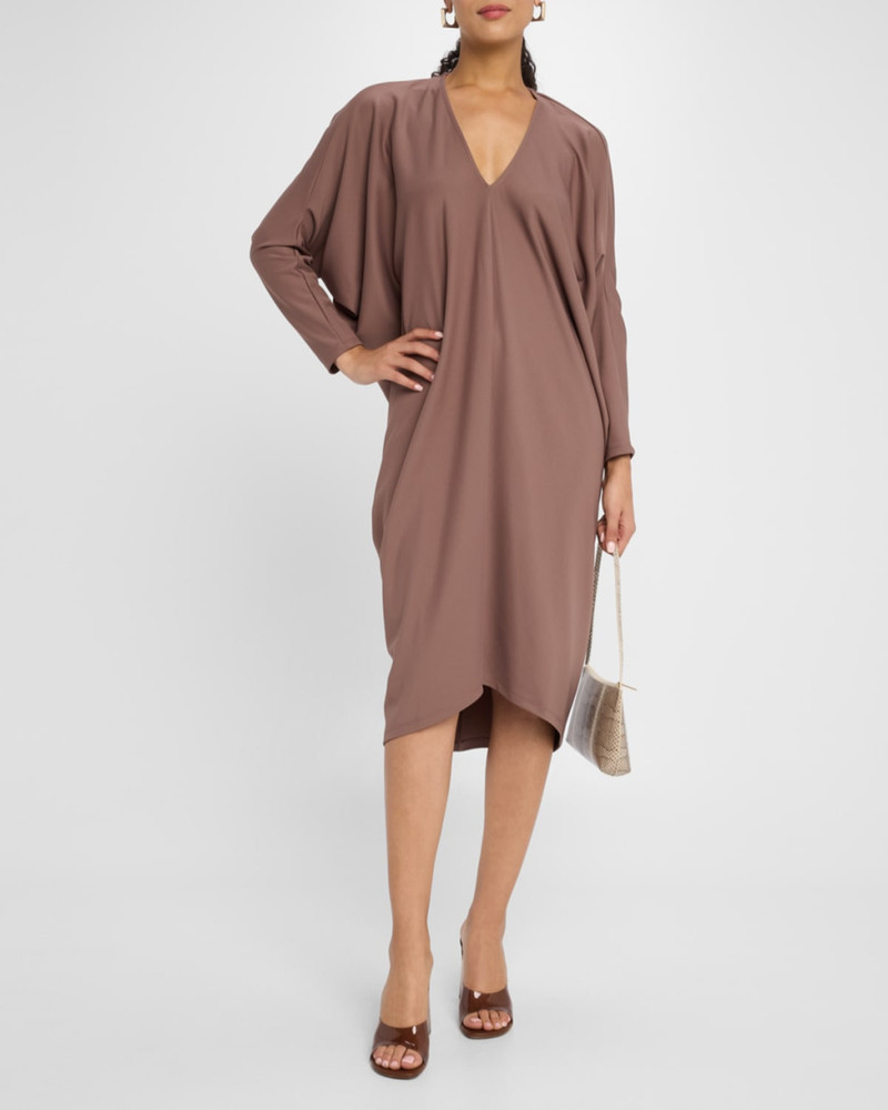 REISS Gracie Draped Batwing-Sleeve Dress outlook