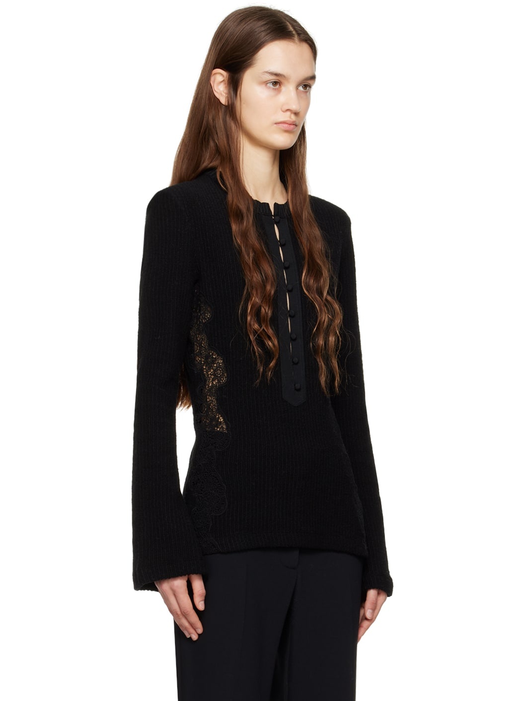 Black Paneled Sweater - 2