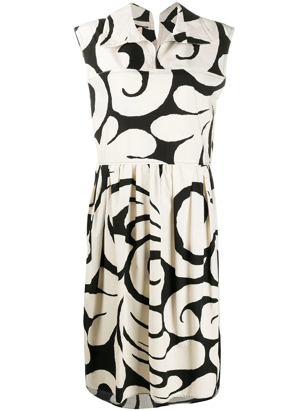 baroque print sleeveless midi-dress - 1