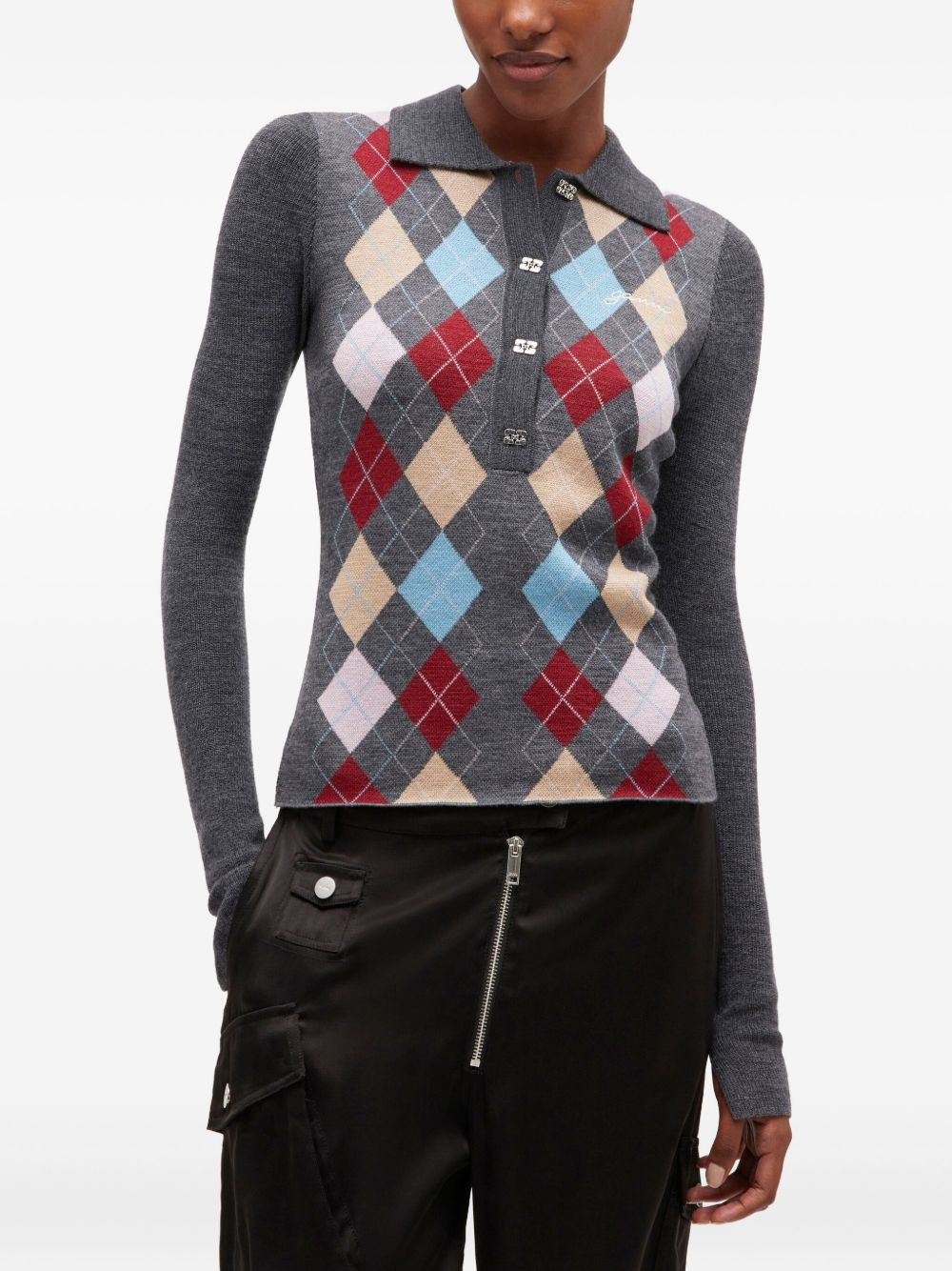 ribbed polo-neck top - 3