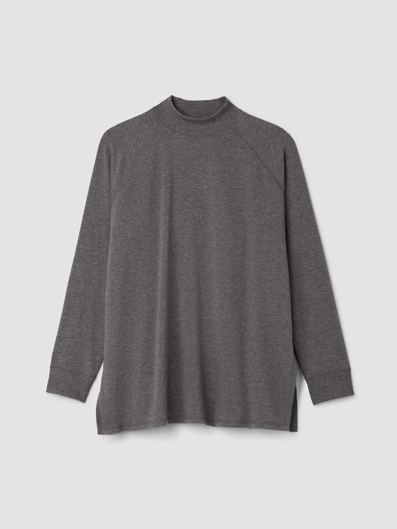 Cozy Brushed Terry Mock Neck Long Top 1