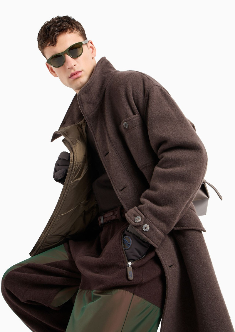 Fulled wool and cashmere cloth pea coat 6