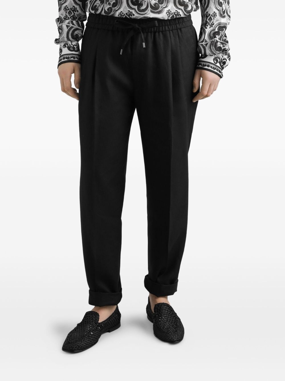 drawstring-waist pleated trousers - 4