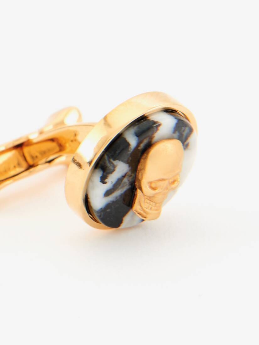 Men's Skull On Stone Cufflinks in Black - 3
