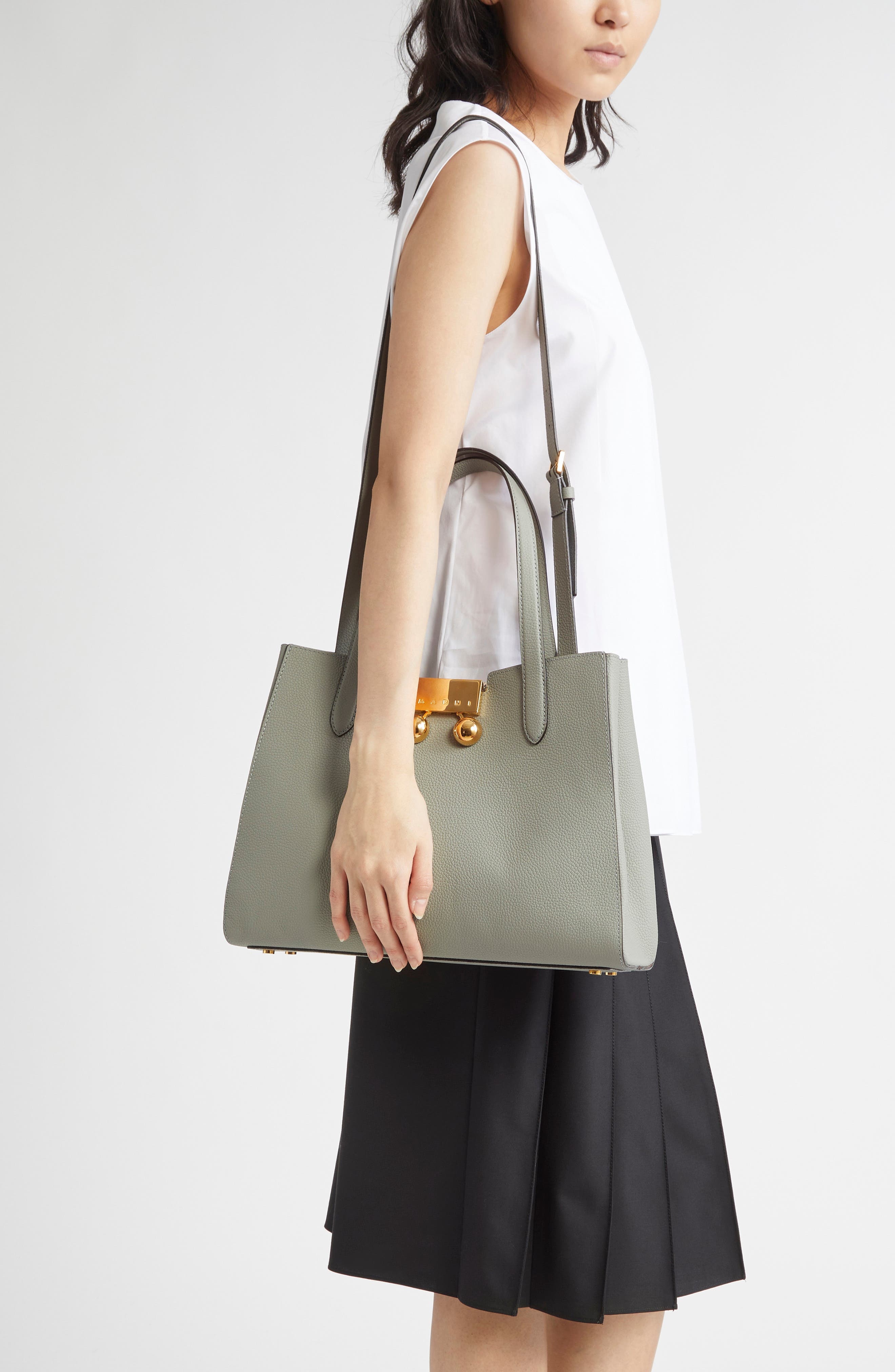 Marni Small Trunkaroo Leather Tote in Light/Grey at Nordstrom - 3